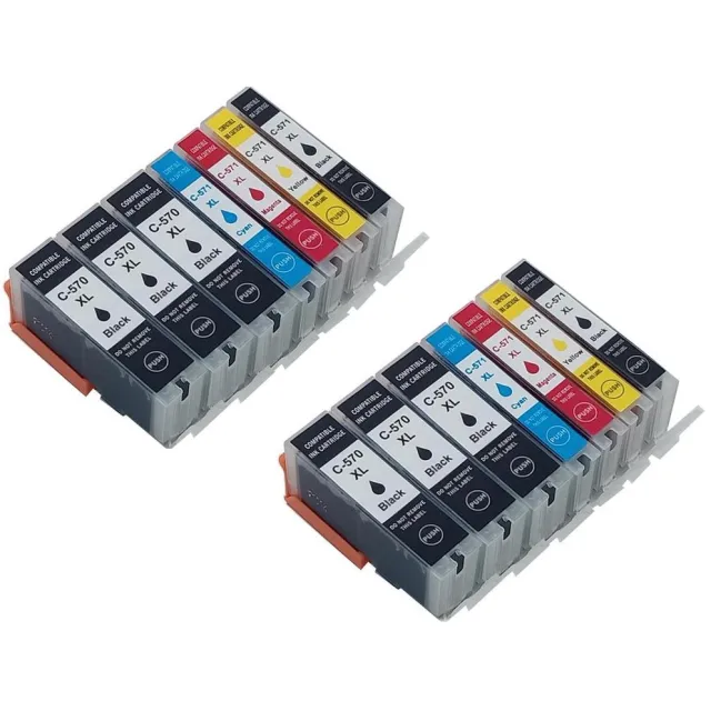 KATRIZ huismerk inkt Canon PGI570XL / CLI571XL (14stuks) - Met chip | voor Canon Pixma MG 5700 series/6800series/7700 series/TS5050 series/TS6050 series/TS8050 series/TS9050series Zwart, Cyaan, Magenta, Geel