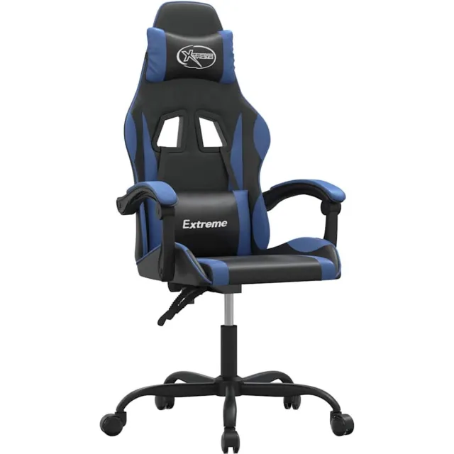vidaXL Gamestoel - draaibaar - kunstleer - zwart - en - blauw zwart en blauw