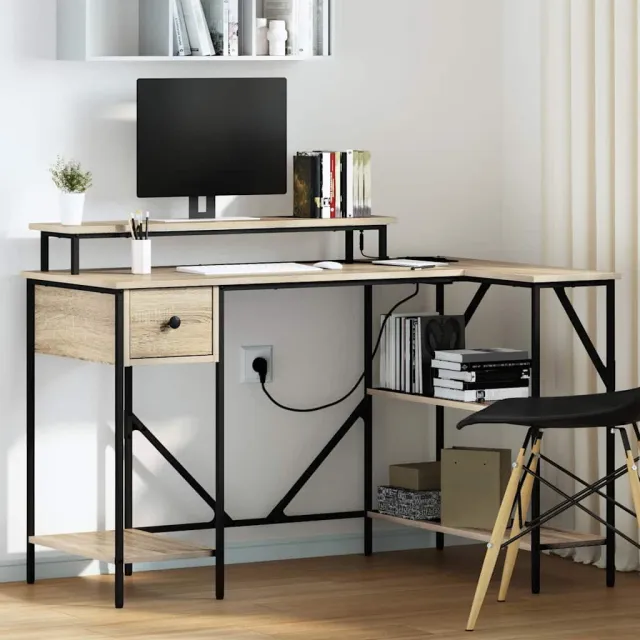 vidaXL Bureau Sonoma Eiken 120 x 79 x 86,5 cm Bewerkt hout, foto 2