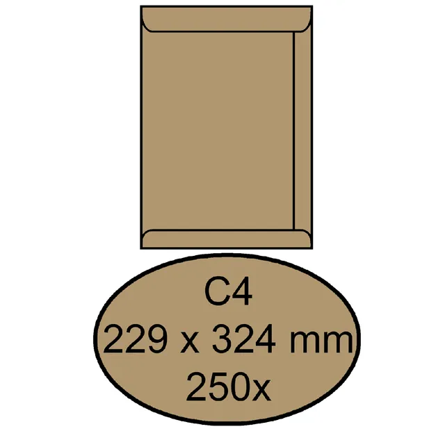 Quantore Envelop Quantore akte C4 229x324mm bruinkraft 250 stuks