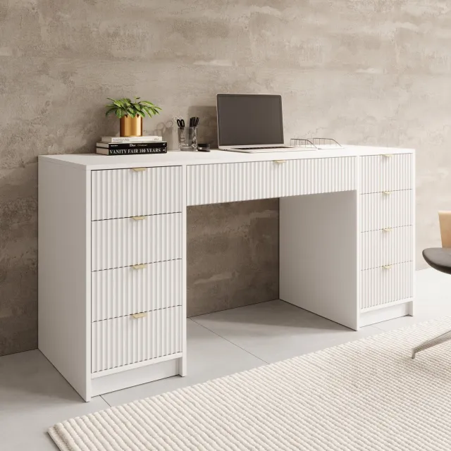 MEUBELLA Bureau Tavares 2 - Wit - 154 cm