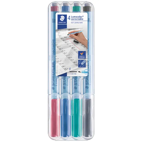 Staedtler Viltstift Staedtler Lumocolor 305 non permanent correctable F set à 4 stuks