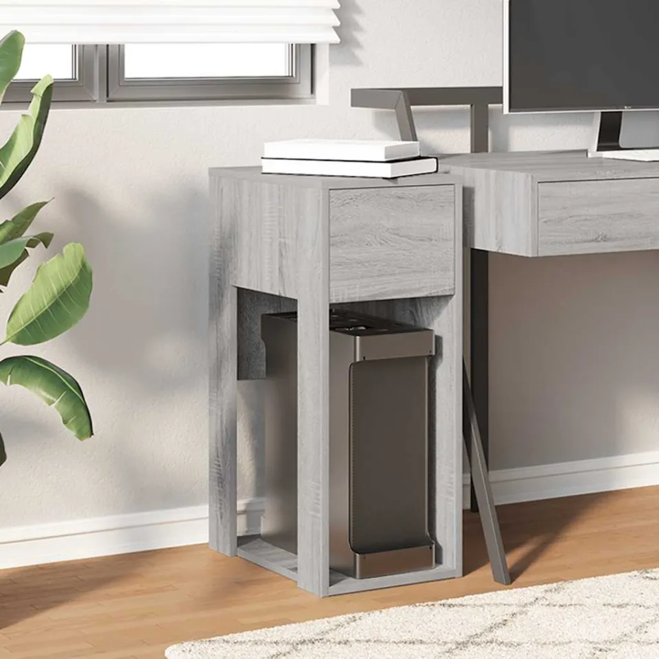 vidaXL Computertorenstandaard met lade 30x44x74 cm grijs sonoma eiken, foto 2