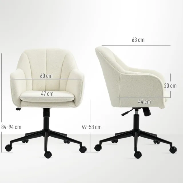 MODENUIT Bureaustoel 60 x 63 cm - Verstelbare Zithoogte en Draaibaar - Werkplek - Polyester Beige