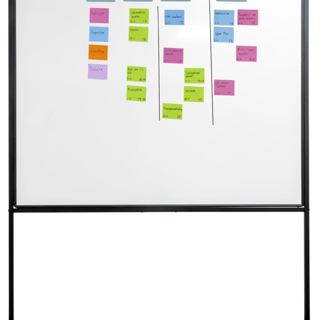 Smit Visual whiteboard, gelakt staal, magnetisch, verrijdbaar, 150 x 120 cm zwart