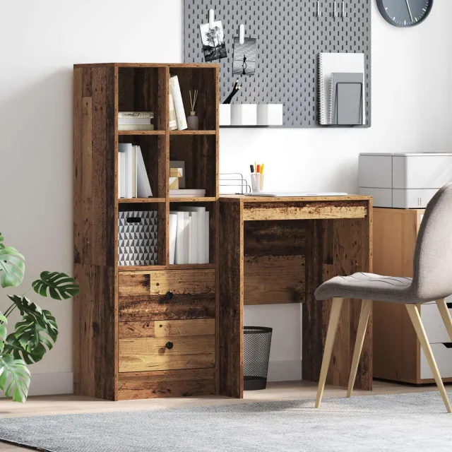 vidaXL Bureau Oudhout 105,5 x 50 x 127 cm 2 st bruin, foto 2