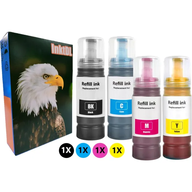 InktDL Huismerk geschikt voor Epson 101 Inktflessen - Inkt geschikt voor EcoTank L4150 - L4160 - L6160 - L6170 - L6190 Multipack 4 Inktflessen