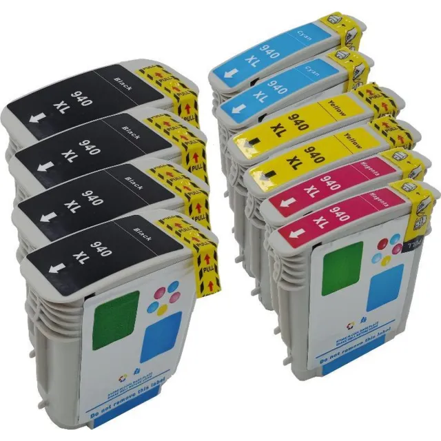 KATRIZ huismerk ink 4x HP940XL Zwart + 2x HP940XL Cyaan + 2x HP940XL Magenta + 2x HP940XL Geel | voor HP Officejet 8000/8500/8000wireless/8500wireless | 10 stuks Zwart, Cyaan, Magenta, Geel