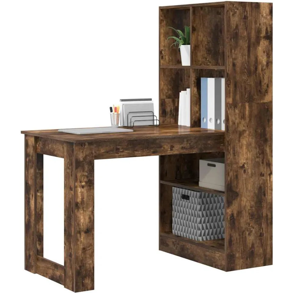 vidaXL Bureau Gerookt eiken 122 x 67 x 145 cm Bewerkt hout Bruin