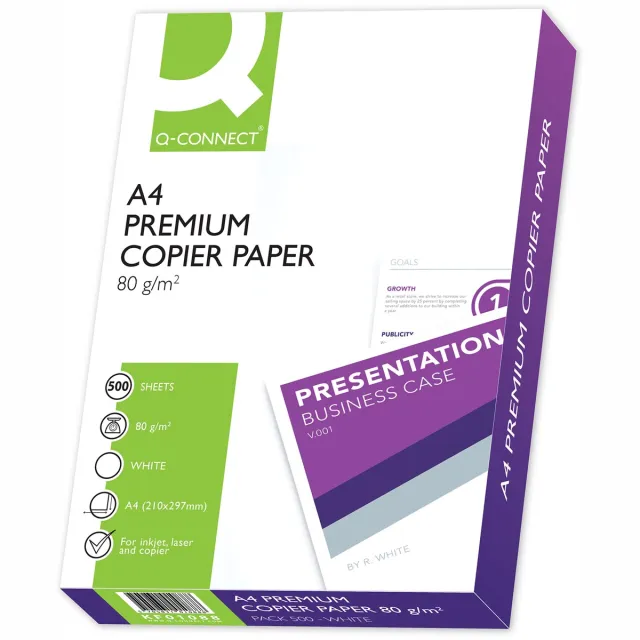 Q-CONNECT Premium kopieerpapier, ft A4, 80 g, pak van 500 vel, wit