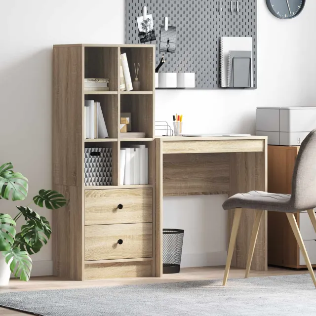 vidaXL Bureau Sonoma Eiken 115,5 x 40 x 127 cm 2 st, foto 2