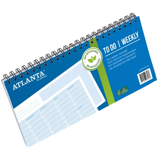 Djois Things to do Djois Atlanta recycled papier Weekly 297x150mm 60vel 70gr landscape blauw