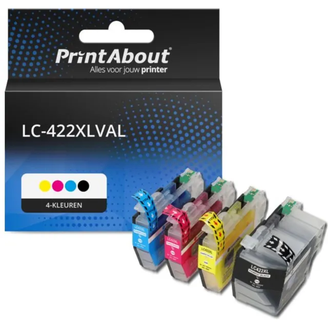 PrintAbout Huismerk Brother LC-422XLVAL Inktcartridge 4-kleuren Voordeelbundel Hoge capaciteit