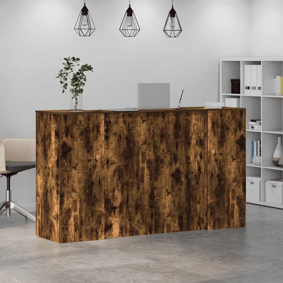 vidaXL Receptiebalie 180x50x103,5 cm bewerkt hout gerookt eikenkleurig, foto 4