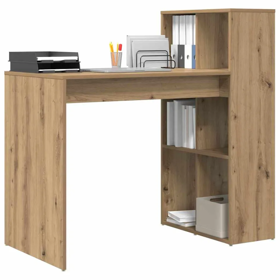 vidaXL Bureau Artisan Eiken 108 x 55 x 103 cm Bewerkt hout Bruin
