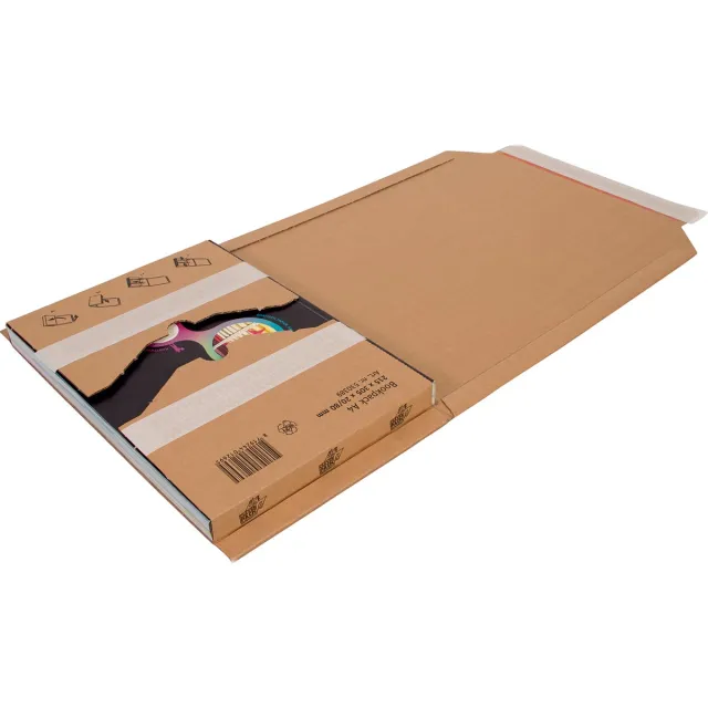 Cleverpack wikkelverpakking uit golfkarton, ft 215 x 305 x 20 / 80 mm, pak van 10 stuks bruin