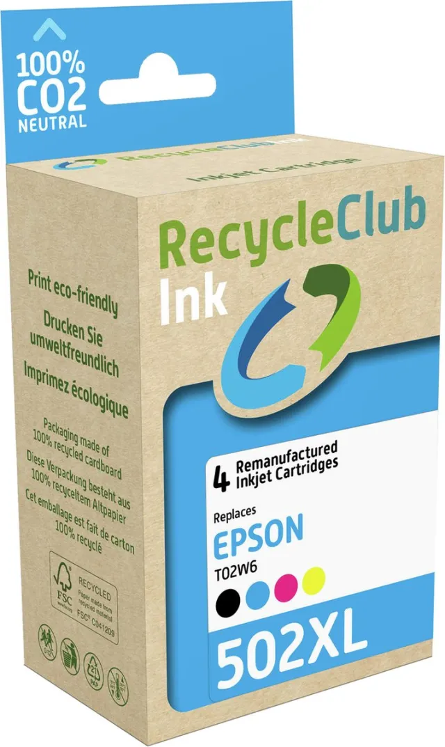 RECYCLECLUB Cartridge compatibel met Epson T02W6 502 XL Multipack K10608RC zwart + kleur