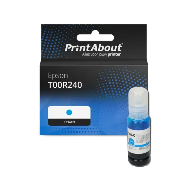 PrintAbout huismerk Inktcartridge T00R240 Cyaan Geschikt voor Epson