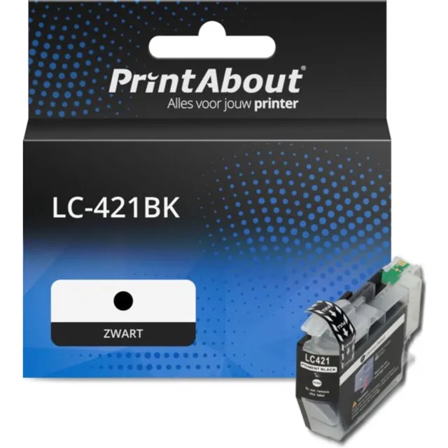 PrintAbout huismerk Inktcartridge LC-421BK Zwart geschikt voor Brother