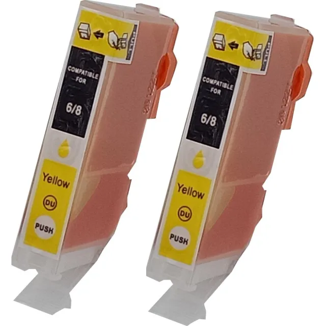 KATRIZ huismerk inkt voor|Canon CLI-8Y |14ml | ( 2stuks) - Met chip Geel