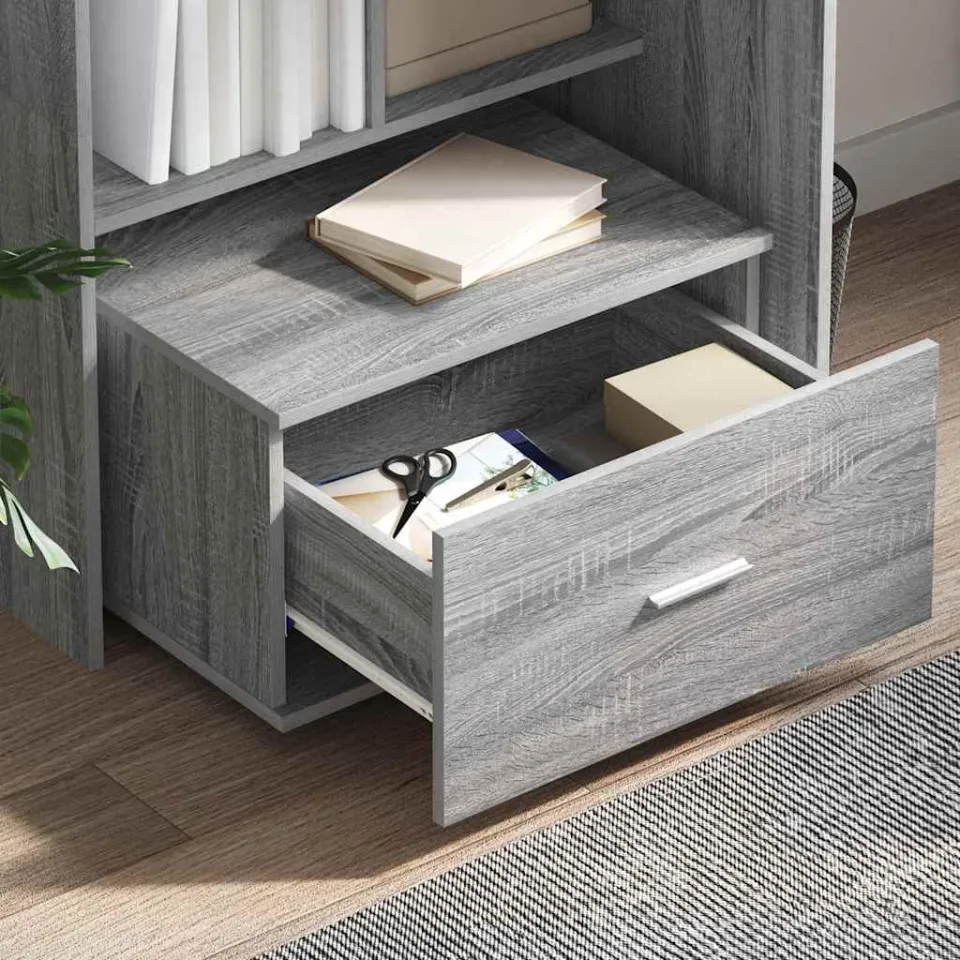 vidaXL Bureau Grijs Sonoma Bewerkt hout 131,5 x 50 x 106,5 cm, foto 3