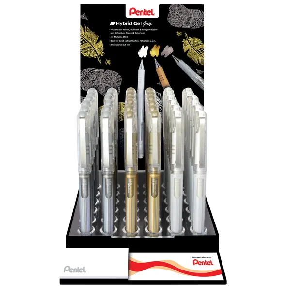 Pentel Gelschrijver Pentel K230M medium metallic assorti 3 kleuren