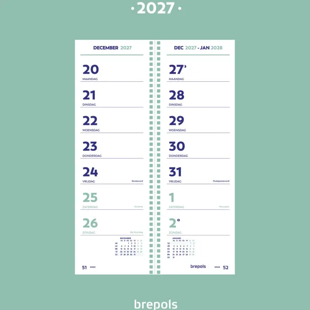 Brepols week omlegkalender op schild, 2027