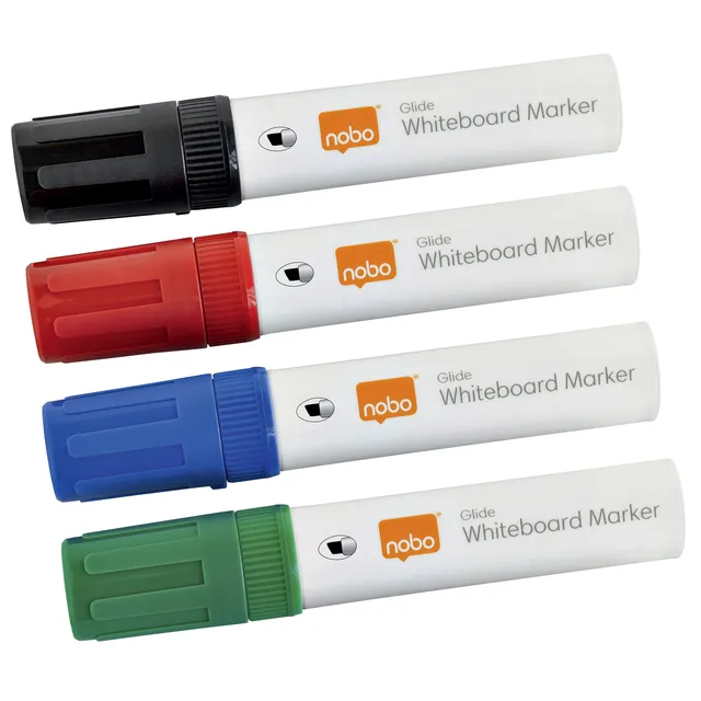 Nobo Whiteboardmarker Nobo Glide schuin assorti 10mm 4stuks