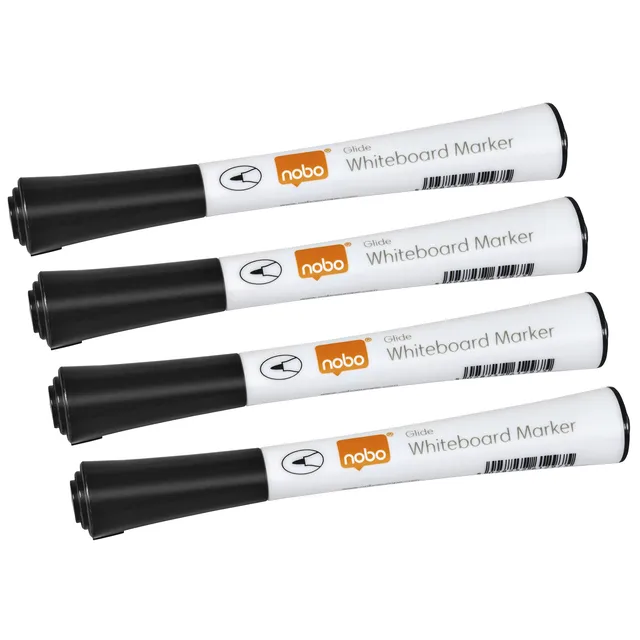 Nobo Whiteboardmarker Nobo Glide fijn zwart 1mm 4stuks