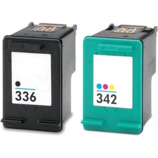Inktkenners Inktcartridges Geschikt voor HP 336XL / 342XL | 1x Zwart en 1x Kleur Geschikt voor HP DeskJet 5420, 5440, Photosmart C3170, PSC 1507, 1513S Zwart en kleur