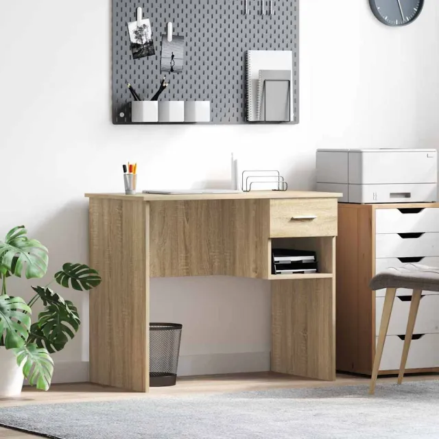 vidaXL Bureau Sonoma Eiken 90 x 49 x 75 cm Bewerkt hout, foto 2