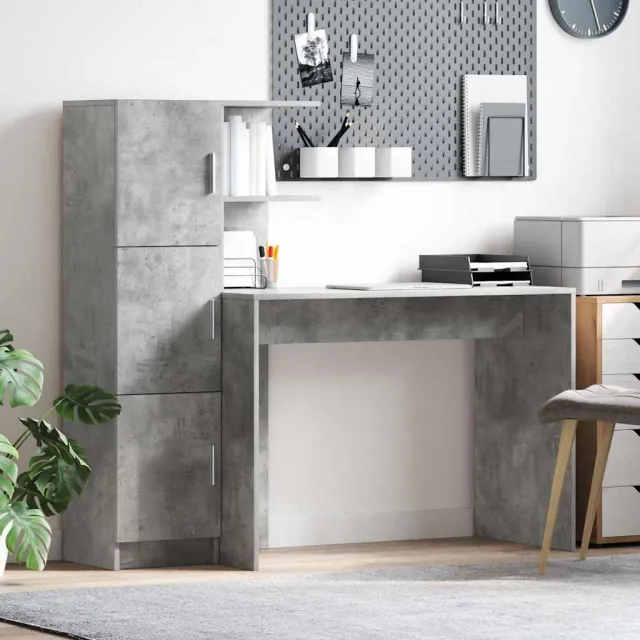 vidaXL Bureau Beton Grijs 133.5 x 50 x 124 cm 2 st, foto 2