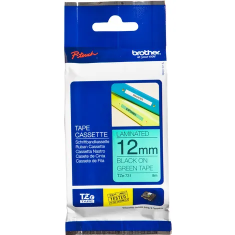 Brother Labeltape Brother P-touch TZe-731 standaard 12mm zwart op groen