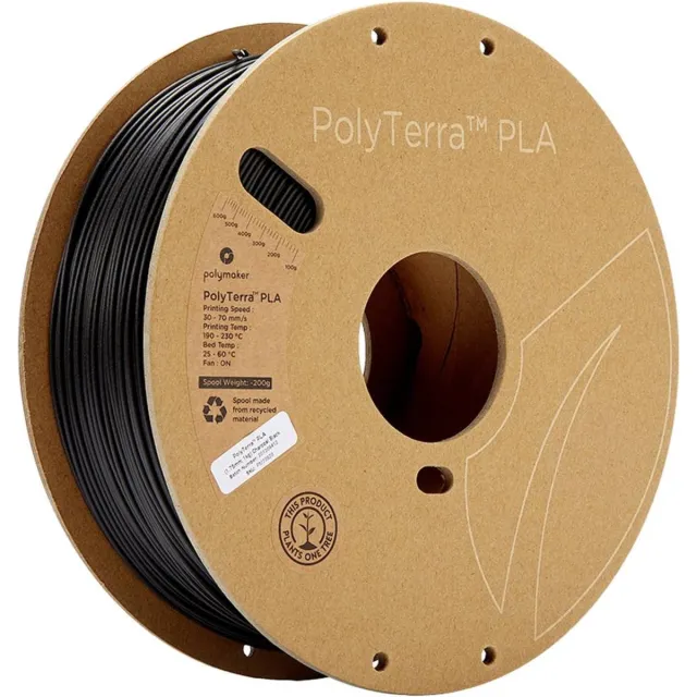 Polymaker PolyTerra PLA Zwart (Houtskool)