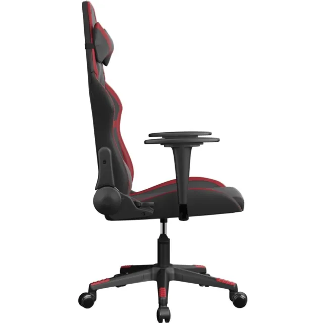 vidaXL Massage - gamestoel - kunstleer - zwart - en - wijnrood zwart en wijnrood
