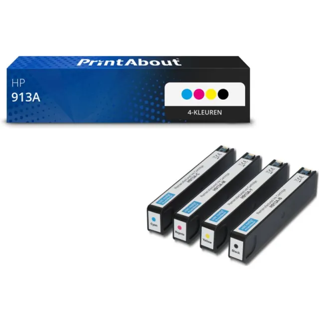 PrintAbout huismerk Inktcartridge 913A (L0R95AE) 4-kleuren Multipack Geschikt voor HP
