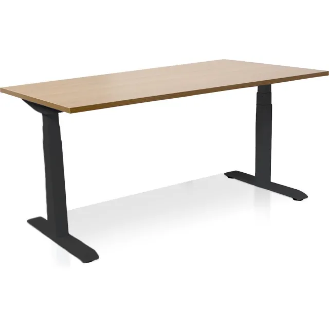 Multi Ratio Zit-sta bureau elektrisch verstelbaar - MRC PRO NEN-EN 527 | 160 x 80 cm | frame zwart - blad havanna - met kabelmanagement | memory functie met USB | 150kg draagvermogen Zwart frame