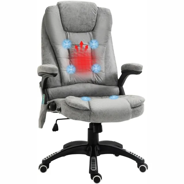 ZYLARO Ergonomische Bureaustoel met Massagefunctie & Verwarming - In Hoogte Verstelbaar - Max. kanteling 130° - 360° Draaibaar - Kantoorstoel - Gamestoel - Volwassenen Stoel - Directiestoel Grijs