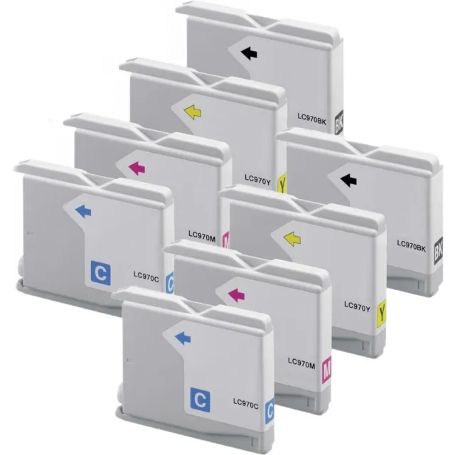 InktDL Huismerk geschikt voor Brother LC-970 XL Inktpatronen (8X) - DCP-135C - DCP-150C - DCP-153C - DCP-157C - MFC-235C - MFC-260C Multipack 8 Cartridges