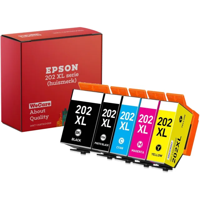 WeCare 5-pack | Geschikt voor Epson 202 / 202XL inktcartridges - Multipack 5 Inktpatronen - XP6000 - XP6005 - XP6100 - XP6105 Multipack 5 cartridges