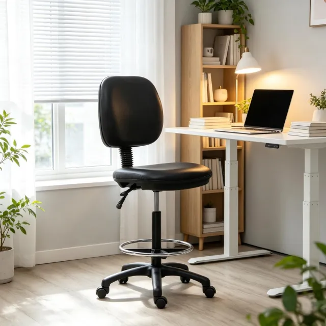 CHICFURN Bureaustoel - In hoogte verstelbaar - Met rugleuning - Zwart