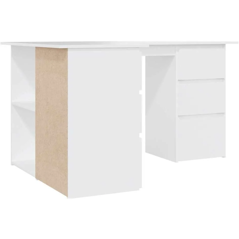vidaXL Hoekbureau 145x100x76 cm bewerkt hout wit, foto 4