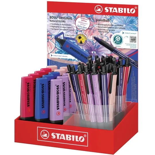 Stabilo Markeerstift STABILO Boss en balpen STABILO Pointball Wildflower ass