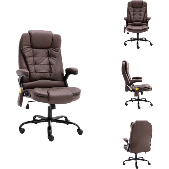 vidaXL Massagekantoorstoel - kunstsuède - donkerbruin