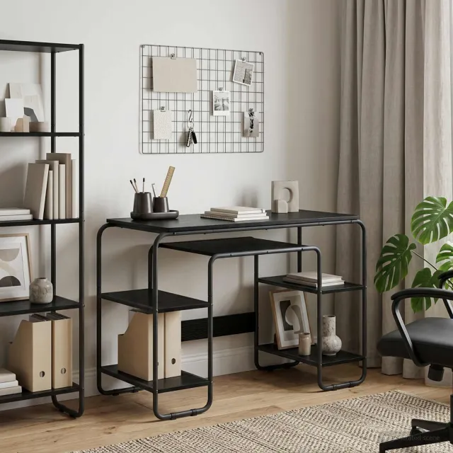 vidaXL Bureau met opbergruimte Zwart eiken 113.5 x 52 x 75.5 cm, foto 2