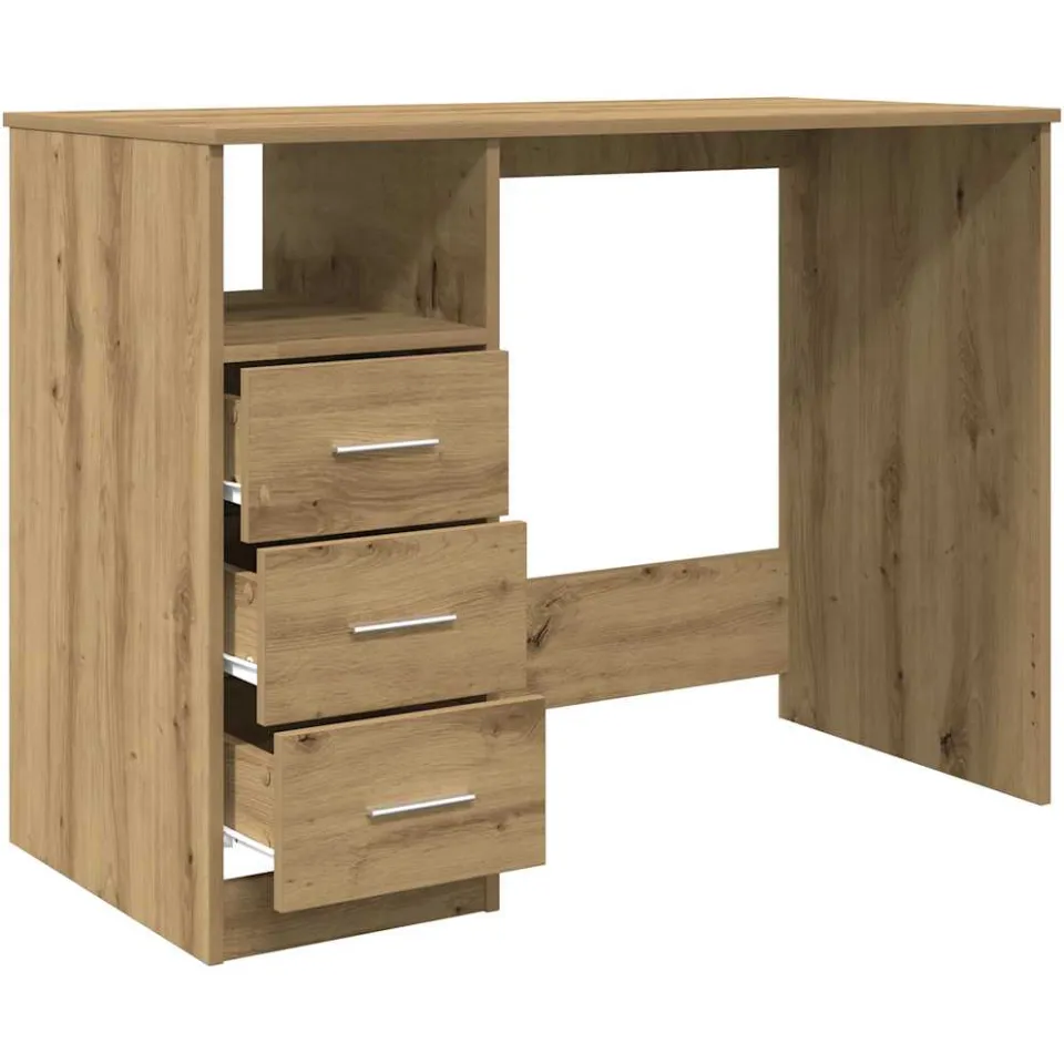 vidaXL Bureau 102x50x76 cm bewerkt hout artisanaal eikenkleur Bruin