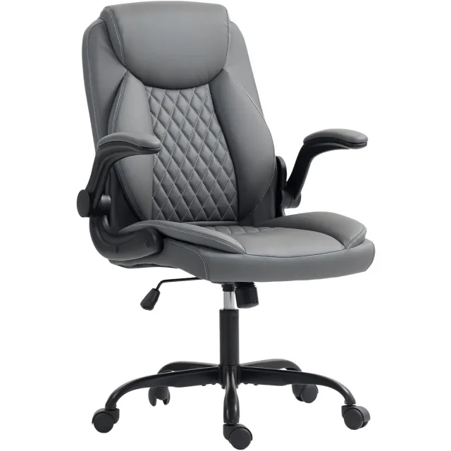 Homcom Bureaustoel-67x65x110cm-Polyurethaan-Donkergrijs