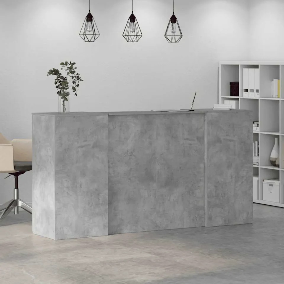 vidaXL Receptiebalie 200x50x103,5 cm bewerkt hout betongrijs grijs, foto 4