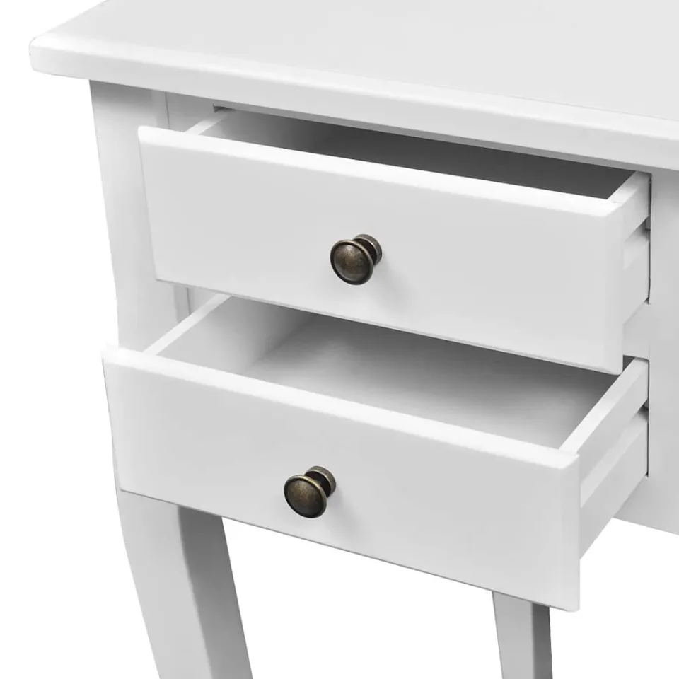 vidaXL Bureau met gebogen poten en 5 lades Franse stijl wit, foto 4