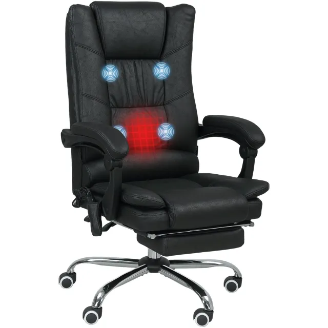 Lunpog Ergonomische bureaustoel met massagefunctie - 68 x 72 x 110–120 cm - zwart
